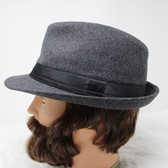 Henschel Hat Fedora Mens Large Gray Viscose/Wool Blend w/ Black Ribbon Band Cap - Picture 1 of 10